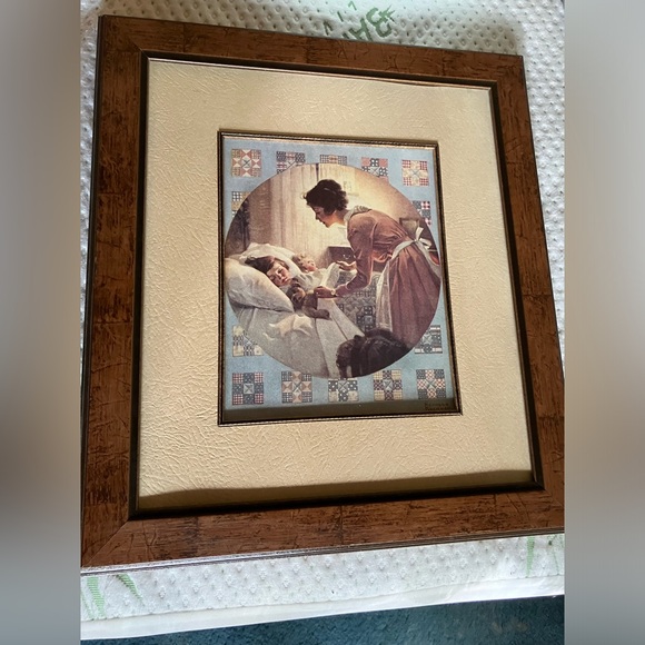 Norman Rockwell framed print Mother tucking child in to bed - Picture 1 of 3